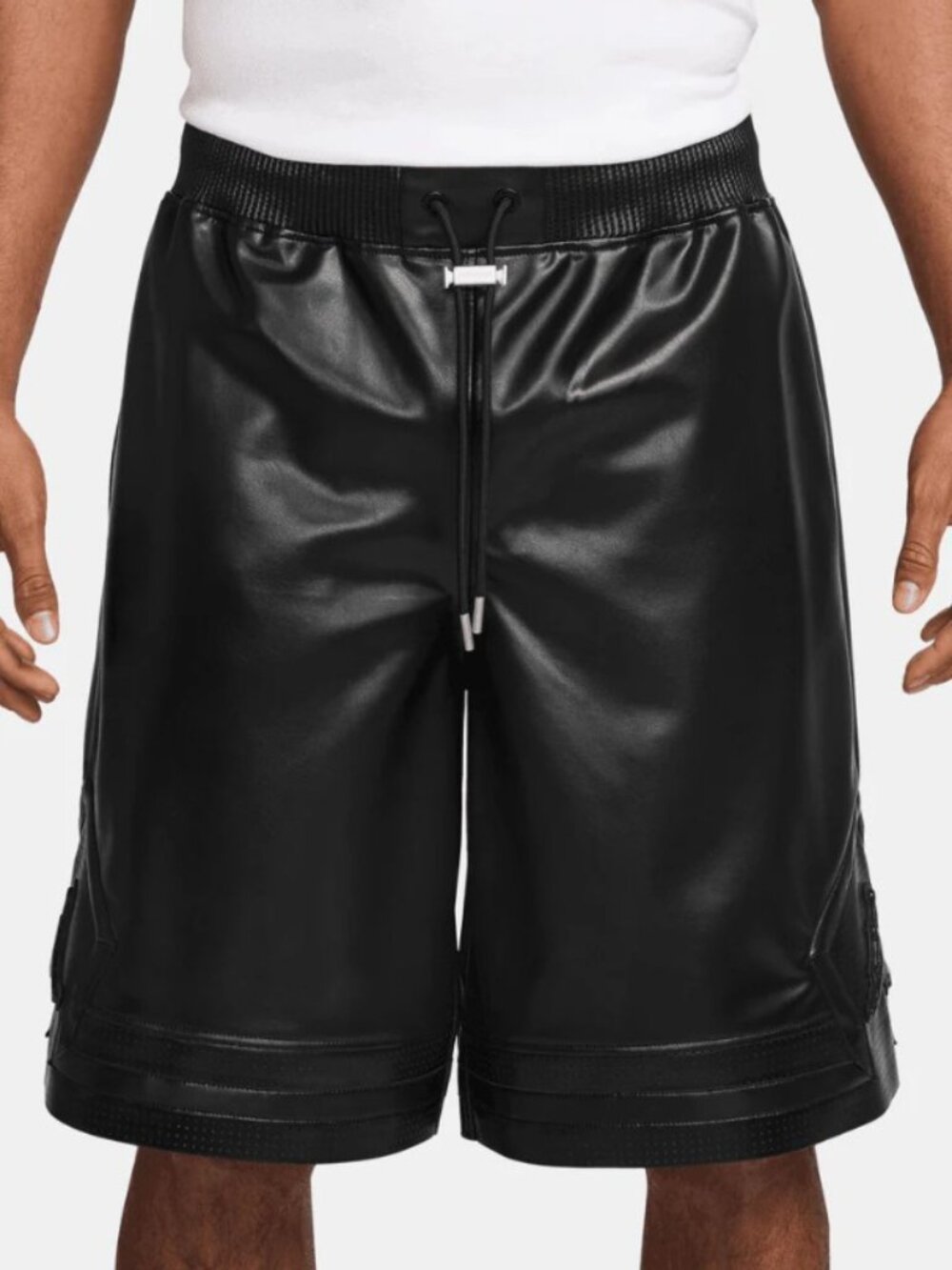 Nike Air Jordan Vegan Leather Diamond Shorts Black Mens HV0077-010 Size L